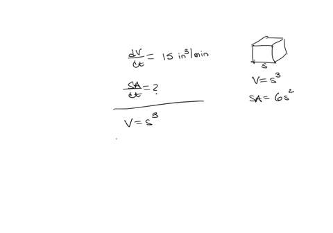 the-volume-of-a-cube-is-increasing-at-a-rate-of-15-cubic-inches-per-minute-how-fast-is-the-surface-area-increasing-when-the-length-of-an-edge-is-5-inches-42288