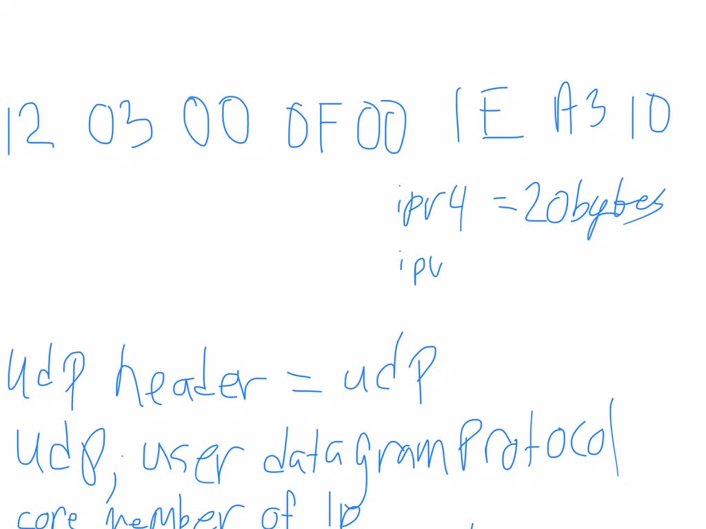 SOLVED: Here is the hex dump of a UDP header x0045DF0000580000. The ...