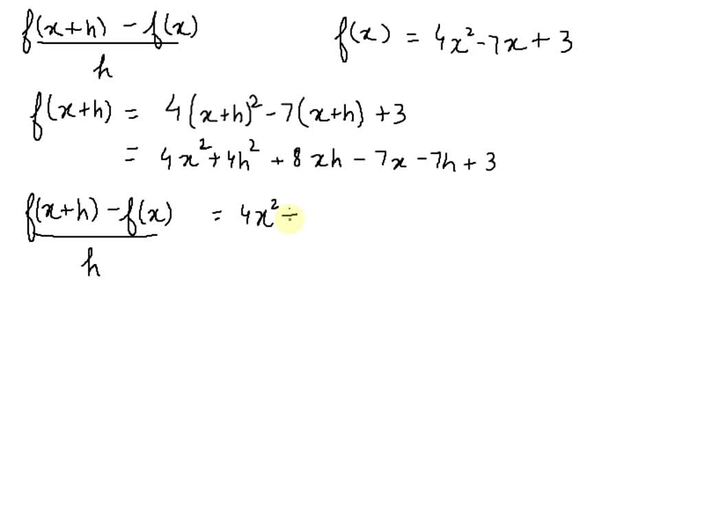 Solved X Consider The Function F X Simplify The Difference Quotient X H X H