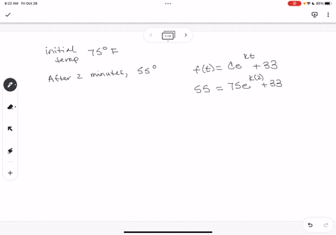 a-solid-object-with-an-initial-temperature-of-75-degrees-fahrenheit-is-dropped-into-a-lake-with-a-temperature-of-33-degrees-fahrenheit-the-function-ftcekt33-represents-the-situation-where-t-97667