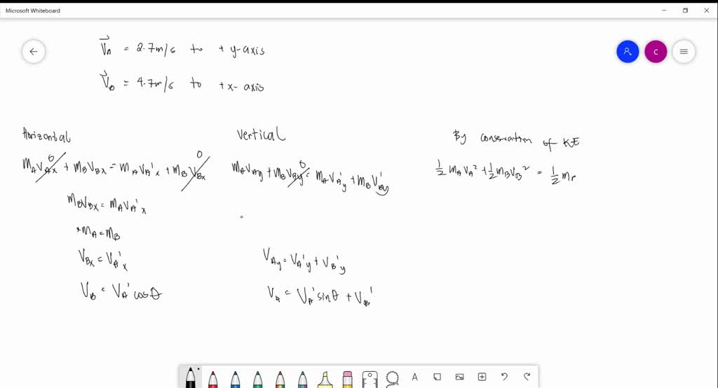 SOLVED Two billiard balls of equal mass move at right angles and meet at the origin of an xy