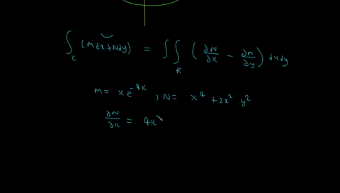 use-greens-theorem-to-evaluate-the-line-integral-along-the-given-positively-oriented-curve_-xe-4x-dx-2x2y2-dy-c-is-the-boundary-of-the-region-between-the-circles-x2-y2-9-and-x2-y2-25-74266