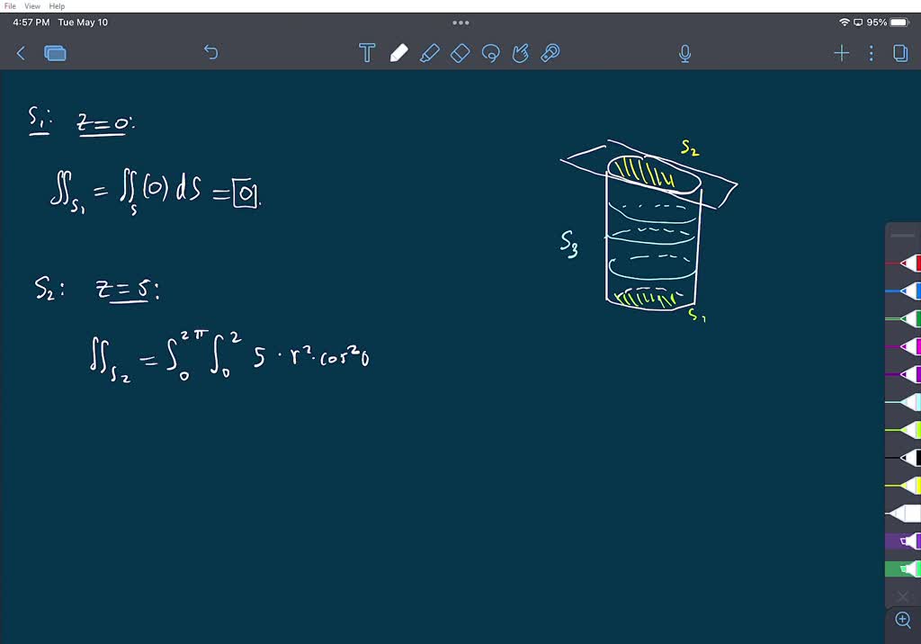 SOLVED Calculate âˆ«âˆ«âˆ« xz dS, where S is the cylinder (including
