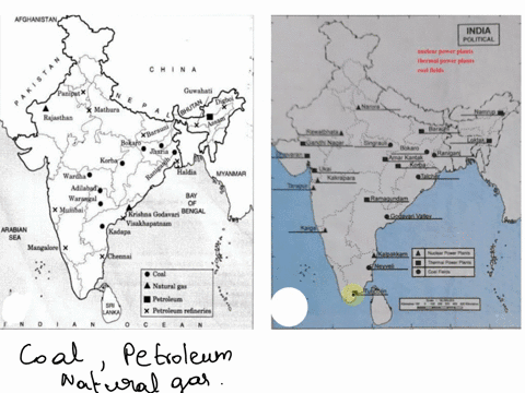 on-the-outline-map-of-india-mark-the-following-places-i-coal-petroleum-and-natural-gases-are-foundii-location-of-the-major-thermal-power-plants-23297