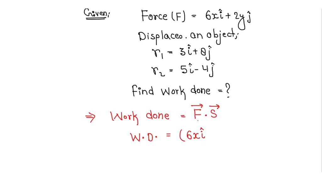 SOLVED: A force overline F =6x i +2y j displaces a body from overline r ...