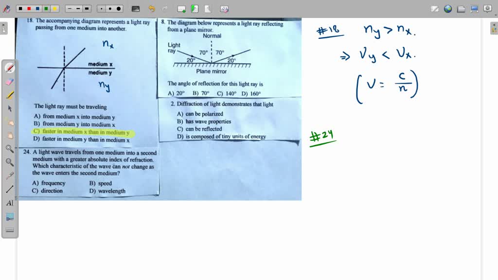 SOLVED: The accompanying diagram represents a light ray passing from ...