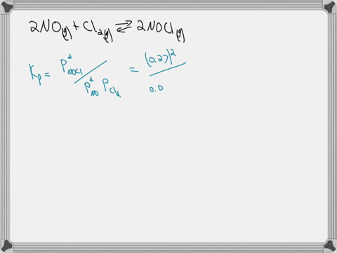 the-equilibrium-2nogcl2g2noclg-is-established-at-500-k-an-equilibrium-mixture-of-the-three-gases-has-partial-pressures-of-910102-atm-0173-atm-and-027-atm-for-no-cl2-and-nocl-respectively-par-61296
