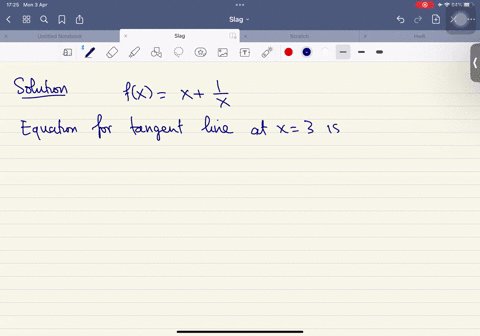 find-the-equation-of-the-tangent-line-to-the-graph-of-the-given-function-at-the-point-with-the-indicated-x-coordinate-fx-x-1-x-x-3-22062