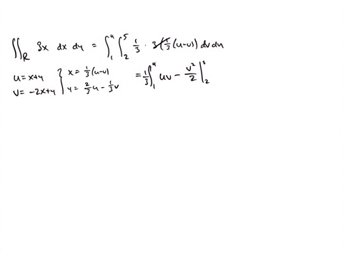 use-the-transformation-u-x-yv-2x-y-to-evaluate-the-integral-3x-dx-dy-where-ris-the-parallelogram-bounded-by-the-lines-y-1y-2-4y-2x-2-and-y-2x-5-17638