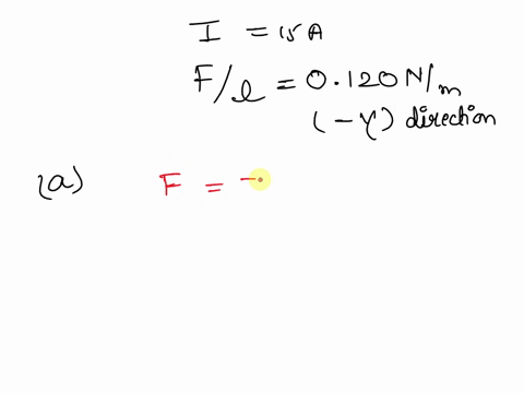 a-conductor-carrying-a-current-i-150-a-is-directed-along-the-positive-x-axis-and-perpendicular-to-a-uniform-magnetic-field-a-magnetic-force-per-unit-length-of-0120-nm-acts-on-the-conductor-i-73947