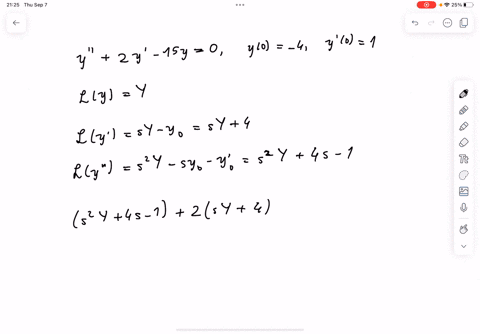 point-use-the-laplace-transform-to-solve-the-following-initial-value-problem-j-2y-isy-0-y0-4-y0-1-first-using-y-for-the-laplace-transform-of-yt-ie-y-lyt-find-the-equation-you-get-by-taking-t-53226