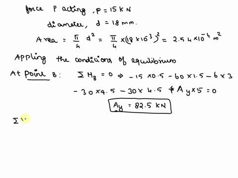 the-beam-is-supported-by-a-pin-at-a-and-a-short-operatornamelink-b-c-if-p15-mathrmkn-determine-the-a-82302