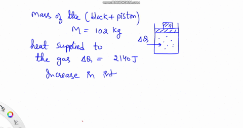 a-gas-is-contained-in-a-cylinder-with-a-moveable-piston-on-which-heavy-block-is-placed-suppose-the-region-outside-the-chamber-is-evacuated-and-the-total-mass-of-the-block-and-the-movable-pis-32162