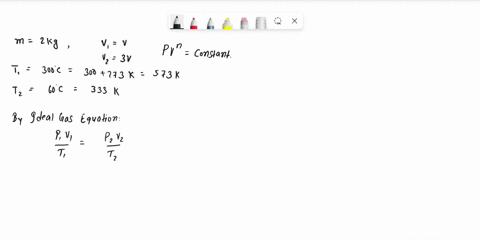 a-perfect-gas-with-a-mass-of-2-kg-is-expanded-to-3-times-its-initial-volume-as-if-balanced-pvn-constant-in-the-meantime-its-temperature-drops-from-300-c-to-60-c-during-this-process-20-kj-of-83246