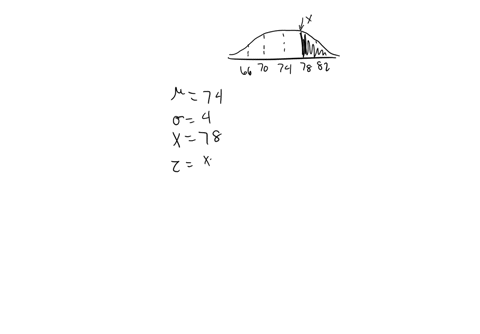 a-large-group-of-test-scores-is-normally-distributed-with-mean-74-and-standard-deviation-4-what-percent-of-the-students-scored-78-or-better-nearest-whole-percent