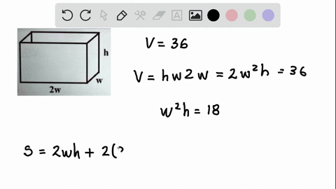 an-open-cardboard-box-with-no-top-is-to-be-constructed-so-that-the-length-of-the-boxis-twice-its-width-the-width-of-the-box-is-labeled-win-the-picture-below-if-the-box-is-to-have-volume-of-3-87268