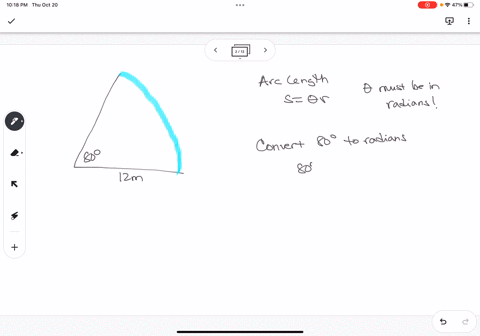find-the-arc-length-shown-in-red-give-your-answer-as-an-improper-fraction-in-terms-of-t-simplify-fully-809-12-m-87361