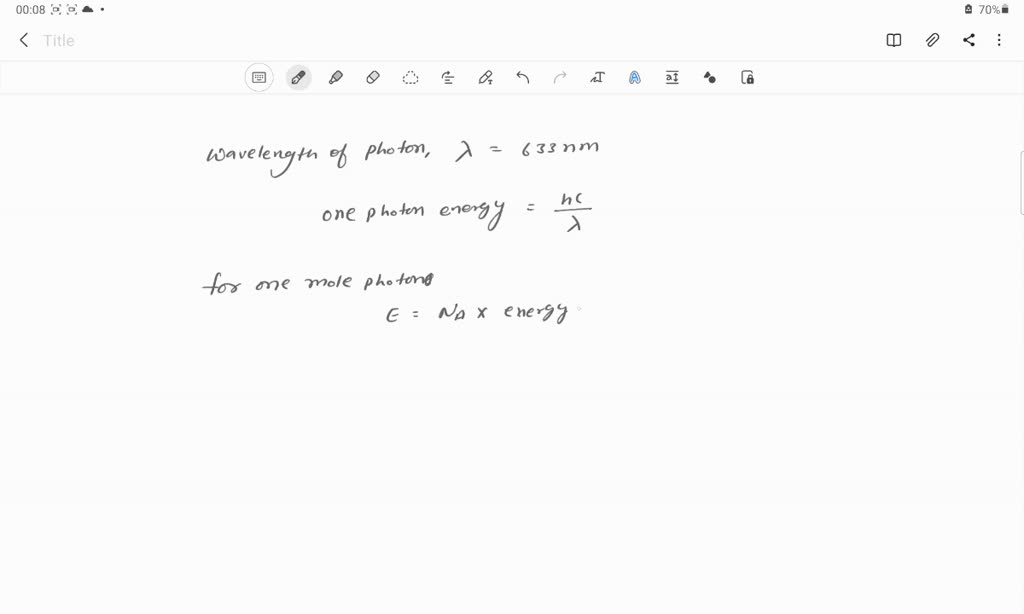 SOLVED: What is the energy of a mole of photons that have a wavelength