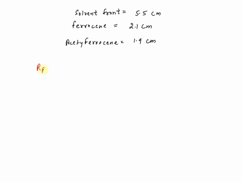 from-the-tlc-sketch-below-measure-and-determine-rf-values-for-each-visible-component-component-solvent-distance-distance-y-rf-a-picture-to-scale-of-your-tlc-plate-is-below-ferrocene-drci-the-66704