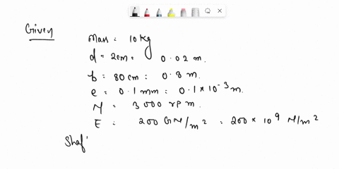 a-rotor-of-mass-10-kg-is-mounted-midway-on-a-2-cm-diameter-horizontal-shaft-supported-at-the-ends-by-two-bearingsthe-bearing-span-is-80-cmbecause-of-certain-manufacturing-defectthe-centre-of-15783
