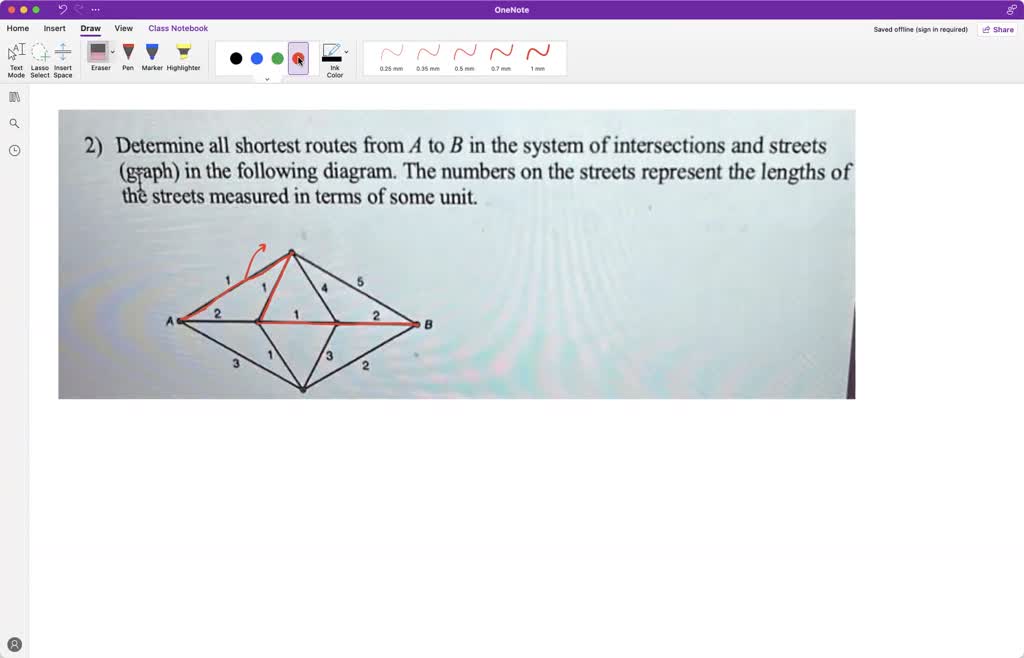 SOLVED: 2) Determine all shortest routes from A to B in the system of ...