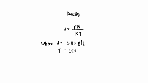 what-is-the-molar-mass-of-an-unknown-gas-with-a-density-of-540-gl-at-100-atm-and-250-c-38453