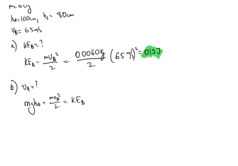 a-60g-bead-slides-along-a-frictionless-wire-as-shown-in-the-figure-at-point-a-the-bead-is-moving-to-the-right-with-an-unknown-speed-va-at-point-bthe-speed-of-the-beat-is-65-mls_-a-what-is-th-15906