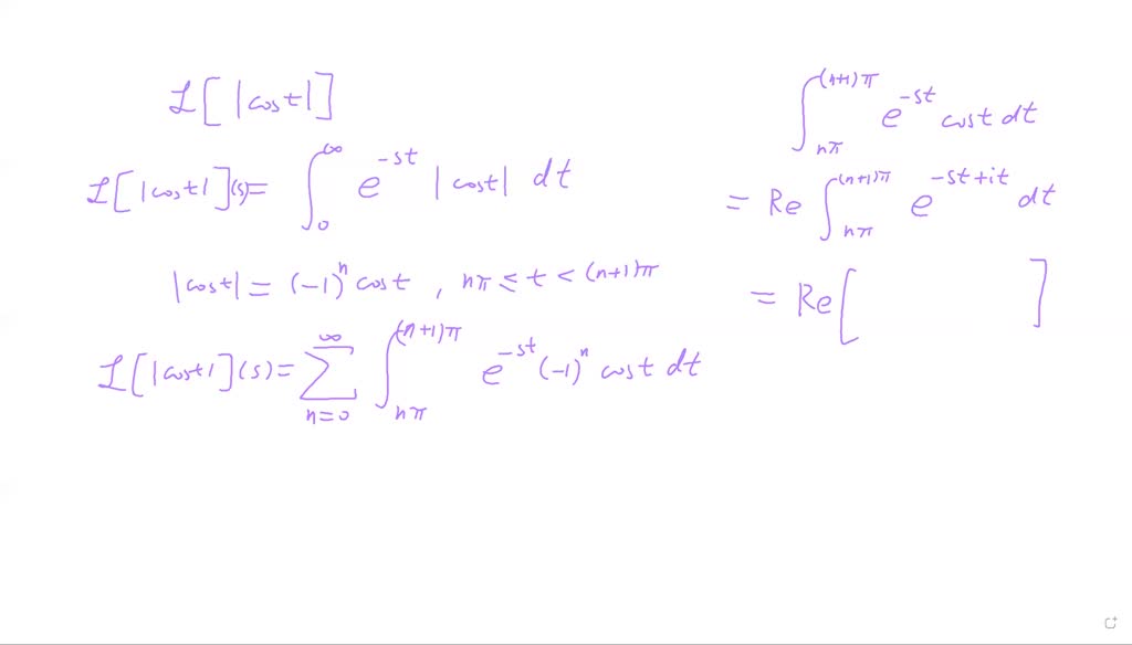 SOLVED: Help! How to calculate Laplace Transform of: f(t)=|cos(t)|