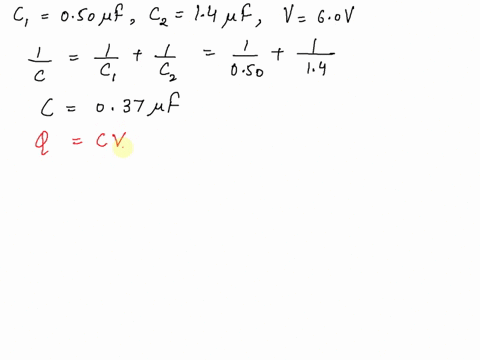 a-050-ff-and-a-14-ff-capacitor-c1c1-and-c2c2-respectively-are-connected-in-series-to-a-60-vv-battery-acalculate-the-potential-difference-across-each-capacitor-29111