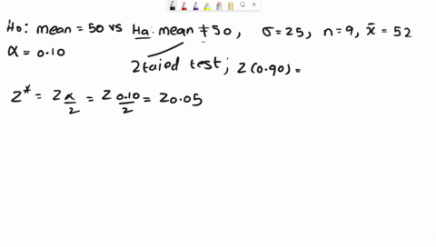 perform-a-test-of-hypothesis-for-an-unknown-population-mean-of-a-normal-distribution-with-a-population-variance-of-25-at-a-10-level-of-significance_-consider-the-pair-of-hypotheses-homean-5o-20355