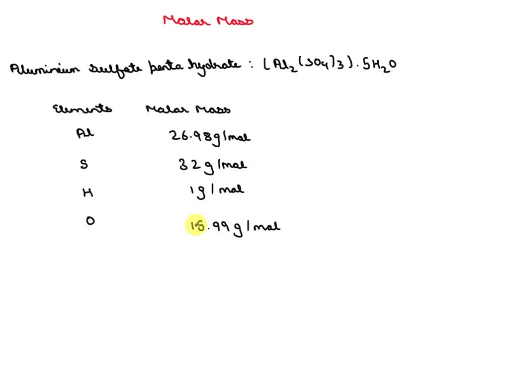 Calculate the molar mass of aluminum sulfate