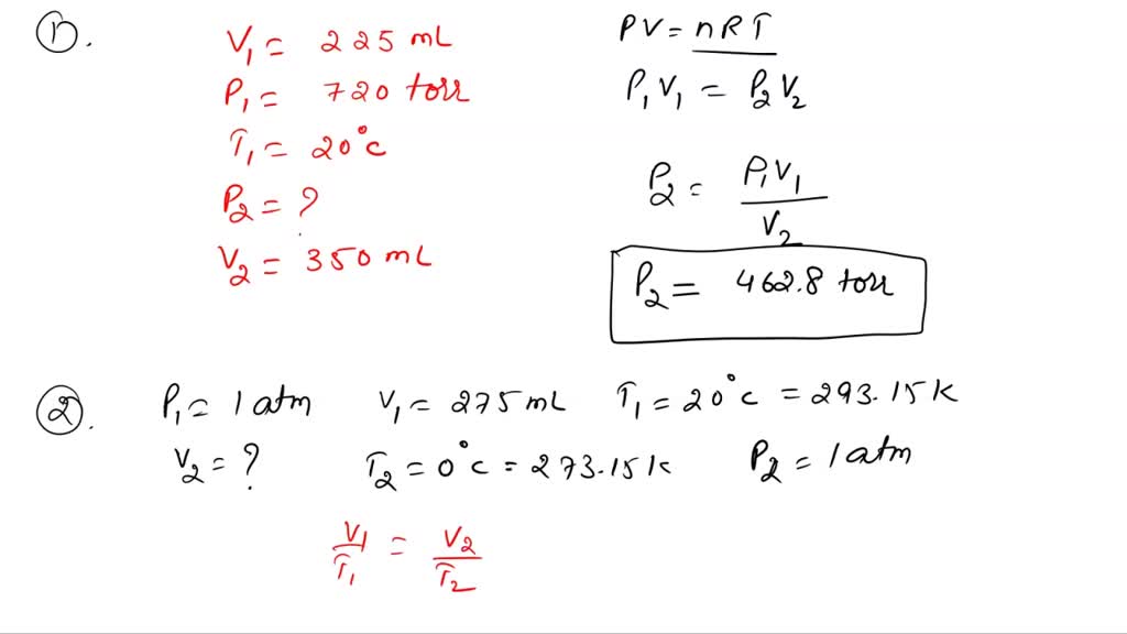 solved-1-a-sample-of-gas-occupies-a-volume-of-145ml-at-560-torr-and