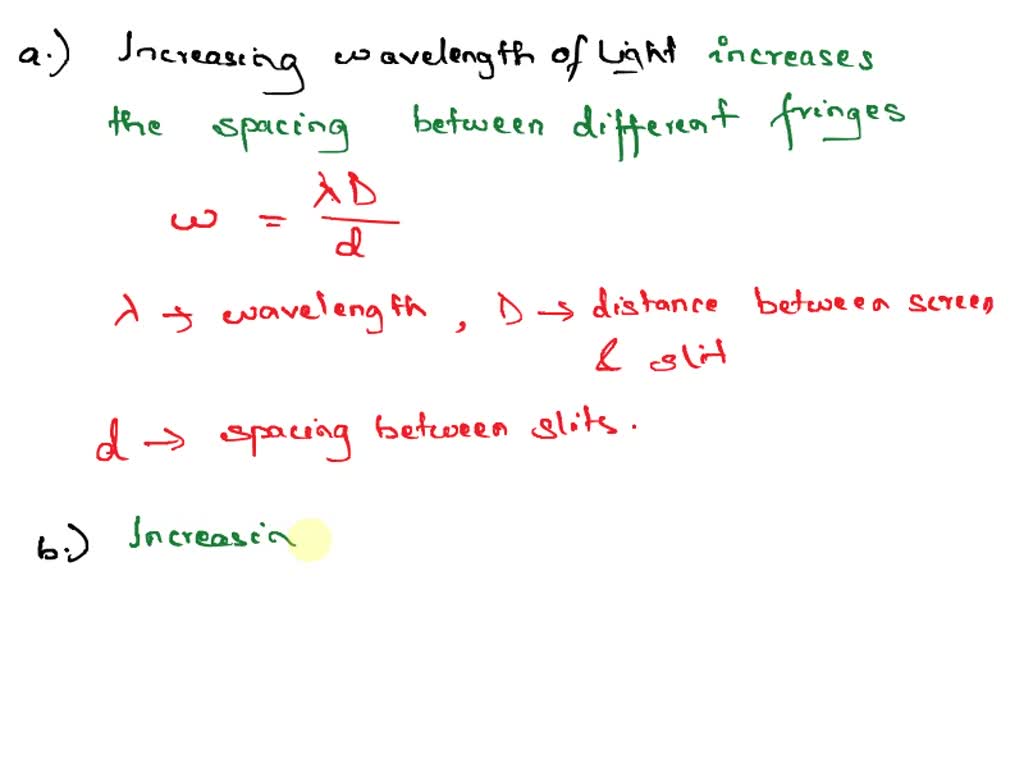 SOLVED . How does the fringe spacing in a double slit experiment