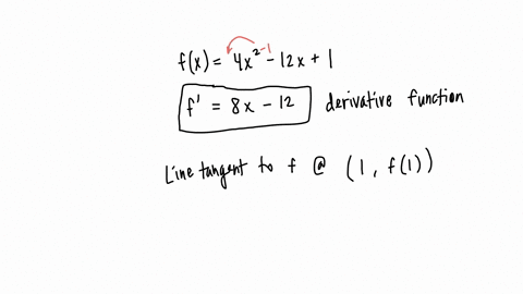 find-the-derivative-function-f-for-the-following-function-b-find-an-equation-of-the-line-tangent-to-the-graph-of-f-at-afa-for-the-given-value-of-a-fx-4x2-_-12x1a1-the-derivative-function-f-x-63275