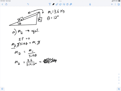 the-figure-below-shows-two-blocks-connected-by-a-string-of-negligible-mass-passing-over-a-frictionless-pulley-m1-36-kg-and-120-assume-that-the-incline-is-smooth-a-for-what-value-of-m2-will-t-64019