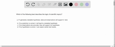 which-of-the-following-best-describes-the-logic-of-scientific-inquiry-a-if-i-generate-a-testable-hypothesis-tests-and-observations-will-support-it-b-if-my-prediction-is-correct-it-will-lead-to-a-testa