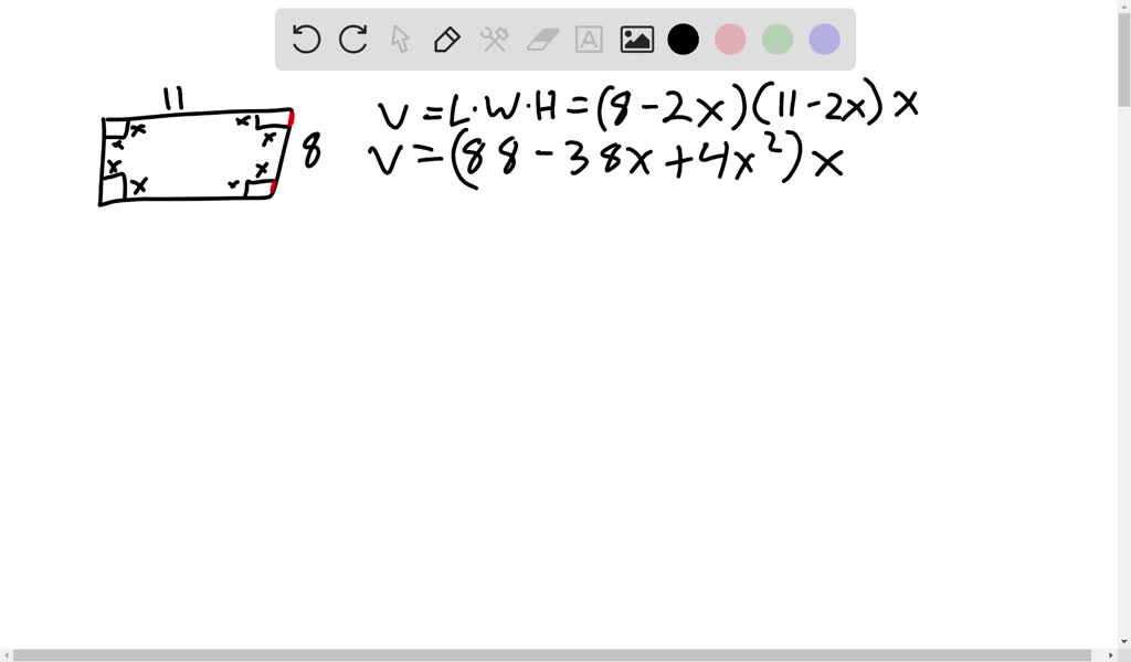 SOLVED Apiece of cardboard measuring inches by 11 inches is formed into an opentop box by