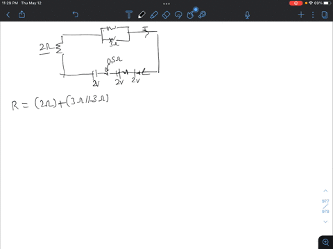 b-a-battery-of-three-cells-in-series-each-of-emf-2-v-and-internal-resistance-05-is-connected-to-a-2-resistor-in-series-with-a-parallel-combination-of-two-3-resistorsi-draw-the-circuit-diagra-89645
