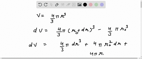 point-the-volume-of-a-sphere-of-radius-r-is-v-ir3-a-write-a-differential-formula-that-estimates-the-change-in-volume-of-a-sphere-when-the-radius-changes-from-ro-to-ro-dr_-enter-ro-as-r0-and-04073