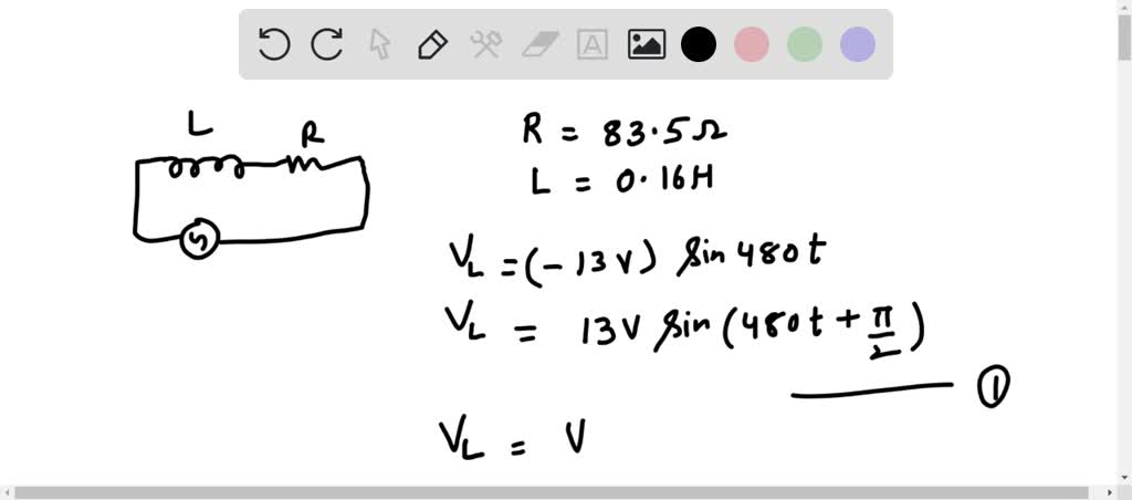 SOLVED: A 0.160 H inductor is connected in series with an 83.5 Î ...