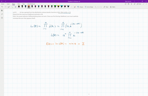 exercise-2-let-x1-xn-be-a-sample-from-the-distribution-whose-density-function-is-fx-12ex-x-r-determine-the-maximum-likelihood-estimator-of-hint-the-usual-method-of-differentiating-does-not-work-once-y