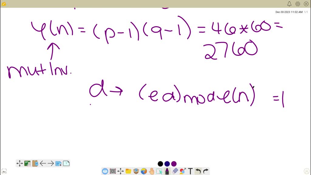 In an RSA system, the public key of a given user is e = 65, n = 2881 ...