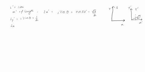 an-observer-o-holds-100-m-stick-at-an-angle-30o-with-respect-to-positive-x-axis-o-moving-in-the-positive-x-x-direction-with-velocity-08c-with-respect-to-the-observer-o-what-are-the-length-an-70384