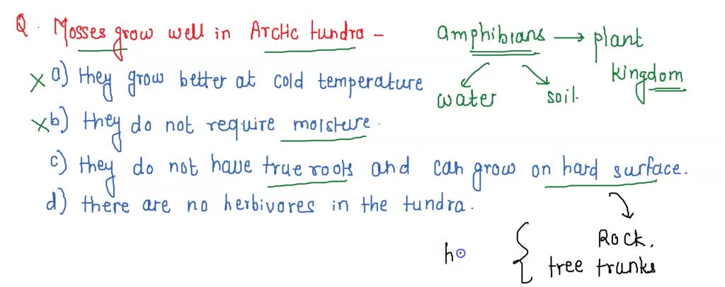 SOLVED: Why do mosses grow well in the Arctic tundra? a. They grow ...