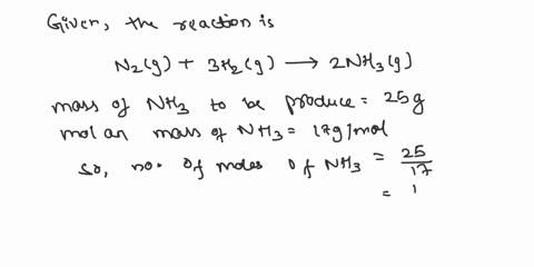 for-the-production-of-ammonia-nh3-the-following-reaction-is-utilized-n2g-3h2g-2nh3g-how-many-grams-of-hydrogen-h2-are-needed-to-produce-250-g-nh3-assume-excess-n2-41092