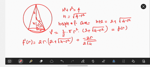 find-the-volume-of-the-largest-right-circular-cone-that-can-be-inscribed-in-sphere-of-radius-2-74813