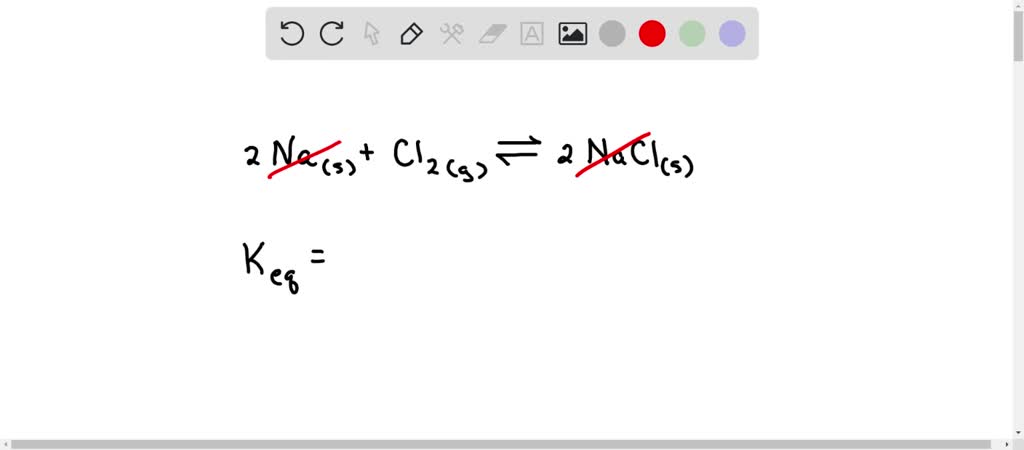 SOLVED: 2Na(s) + Cl2(g) ? 2NaCl(s) What would be the correct Keq for ...