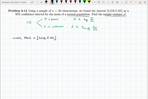 problem-814-using-sample-of-n-20-observations-we-found-the-interval-45195191-as-95-confidence-interval-for-the-mean-of-a-normal-population-find-the-sample-variance-s2-18377