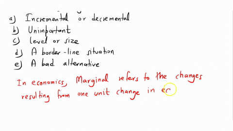 in-economics-marginal-means-a-incremental-or-decremental-b-unimportant-c-level-or-size-d-a-border-line-situation-e-a-bad-alternative-33554