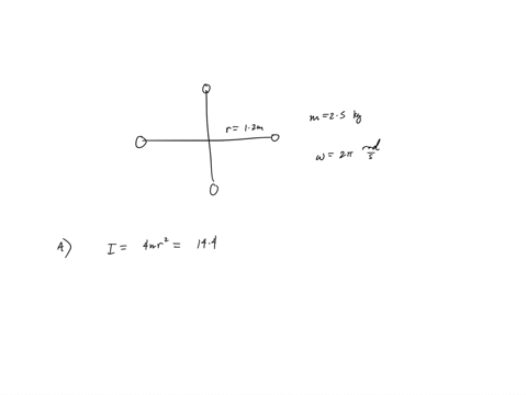 1-four-identical-masses-rotate-about-a-common-axis-12-meters-from-the-center-each-mass-is-25-kg-and-the-system-rotates-at-2-radsec-the-rods-connecting-them-are-assumed-to-be-massless-find-th-66108